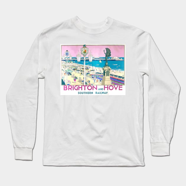 brighton and hove retro concept art Long Sleeve T-Shirt by JINTOMANG